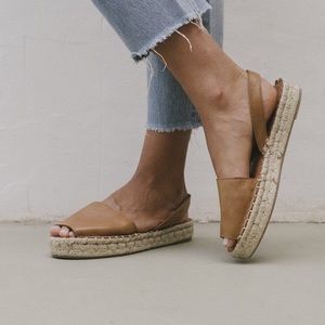 Alohas Ibizas Camel Brown Leather Espadrilles Sandal